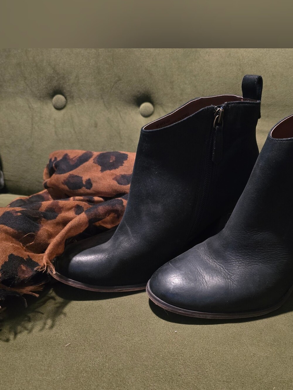 bp Lance-Lea Black Leather Ankle Booties with Side Zip Sz 9